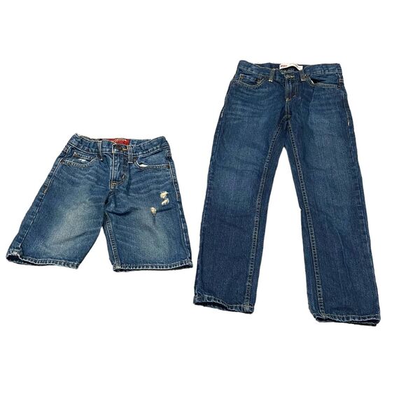 Levi's Boy's 502 Regular Taper Jeans Sz 8 24x22 Adjustable Waist & Arizona Short - Picture 1 of 7